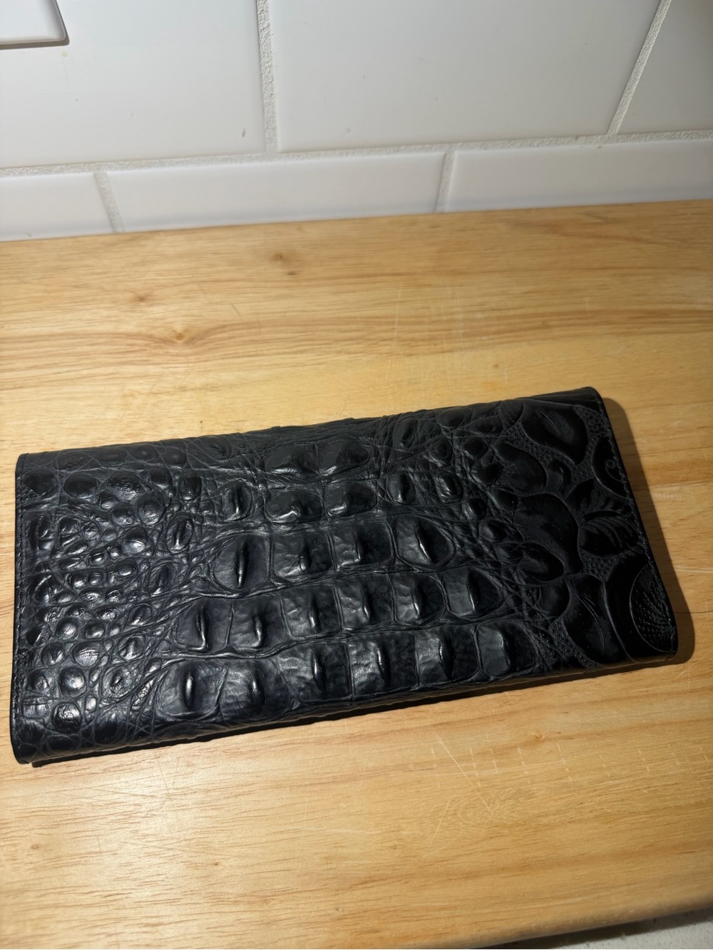 Raviani black leather wallet. Croco w/ crystals - Picture 2 of 9